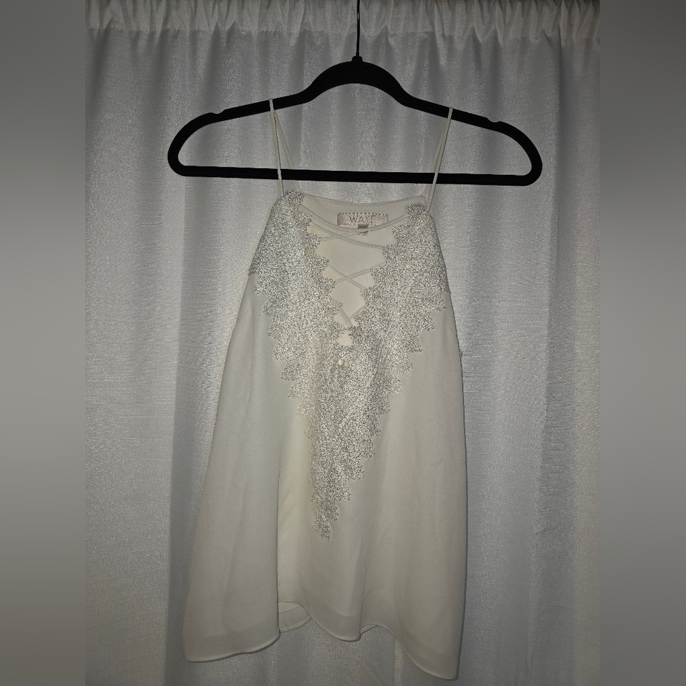 Wayf Cream Cami with Lace Trim